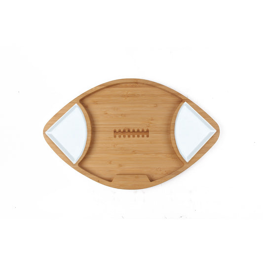 Hot Sale Rugby Shape Decorative Platter Bamboo Serving Tray For Coffee Tea Fruit Food Dessert Wooden Tray