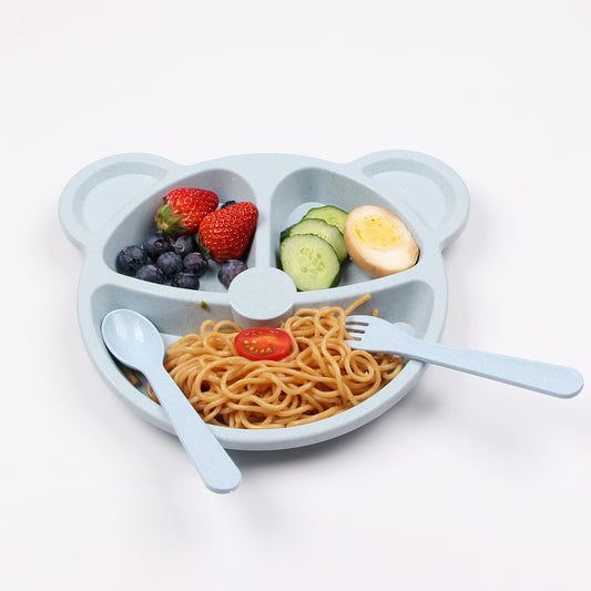 SOPEWOD Wholesale Wheat Straw Toddler Baby Plates - Portable Non Slip Suction Plates for Children Babies and Kids BPA Free Baby Dinner Plate