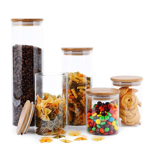 SOPEWOD Kitchen Glass Food Storage Jar with Bamboo cover