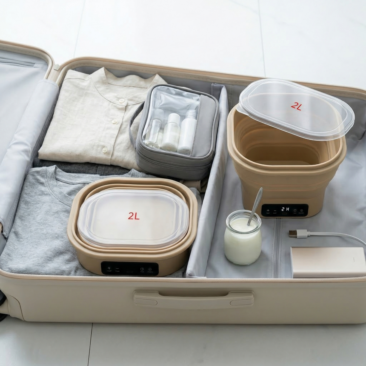 2L Foldable Fermentation Bowl with Precise Temperature Control (25–50°C), Portable Multi-Function for Home Use