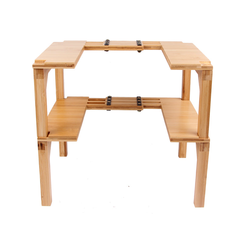 Sopewod Expandable & Stackable Storage Shelf Bamboo Spice Rack Corner Rack Organizer Spice Bottle Rack for Kitchen