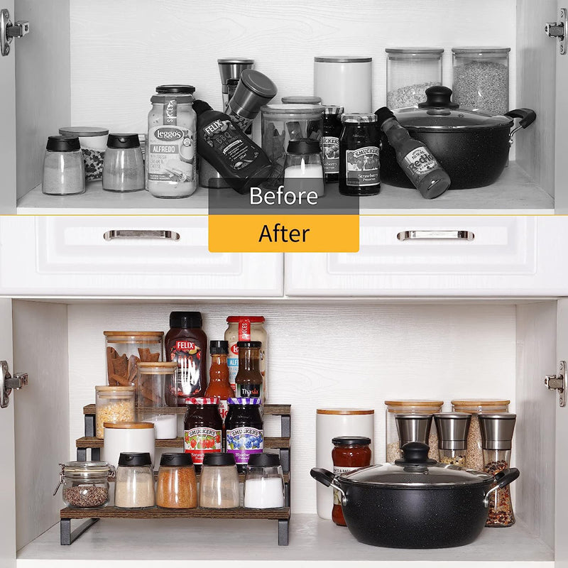 Sopewod Wooden Display Riser Stand, 4 Tier Counter Shelf for Perfume and Makeup Organizer Kitchen and Bathroom Countertop Shelf