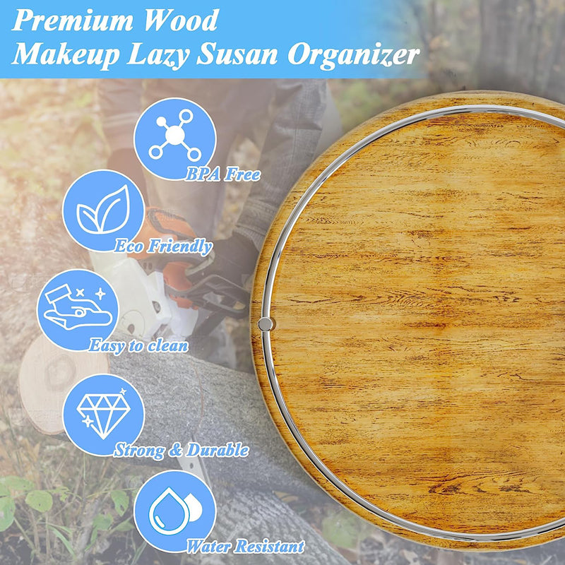 Wholesale kitchen countertop organizer 2 tier wood kitchen countertop turntable organizer for cabinet pantry