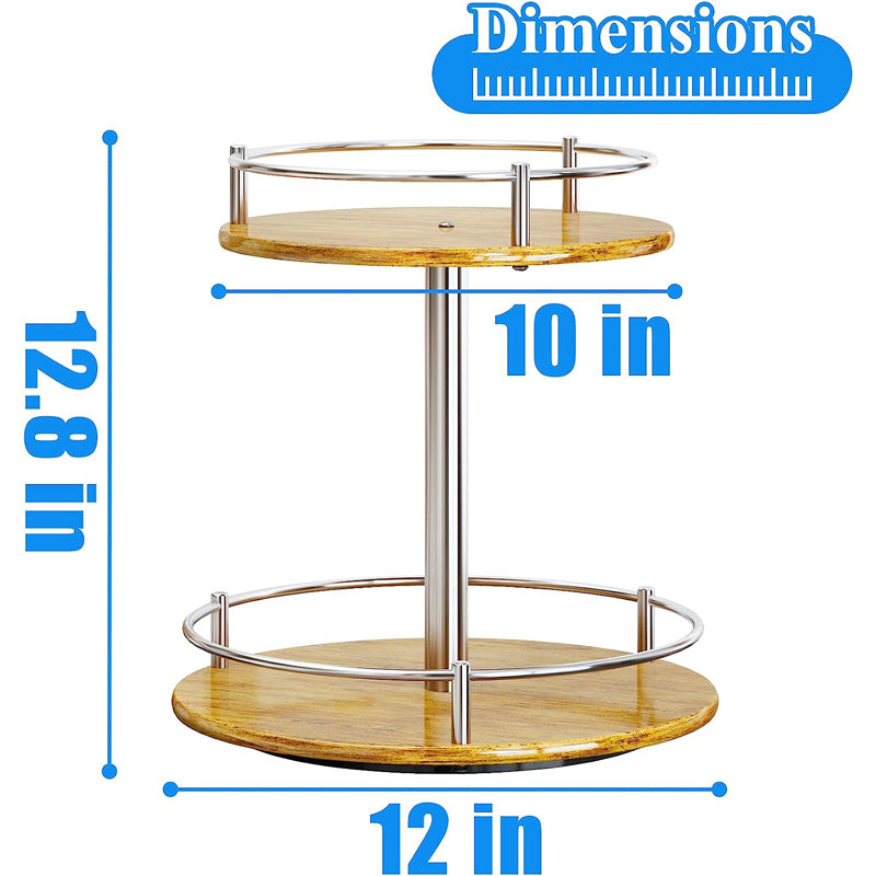 Wholesale kitchen countertop organizer 2 tier wood kitchen countertop turntable organizer for cabinet pantry