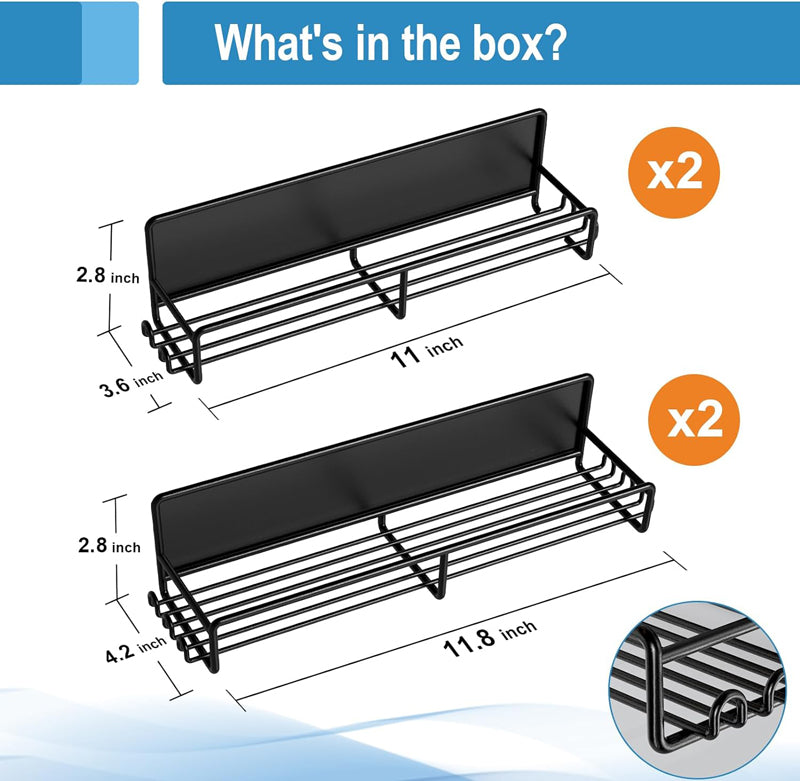 SOPEWOD Magnetic Spice Rack for Refrigerator Organizer with 20 Hooks, Magnetic Fridge Spice Shelf 4 Pack, Strong Magnet Seasoning Organizer Rack for Refrigerator Kitchen Classroom Storage