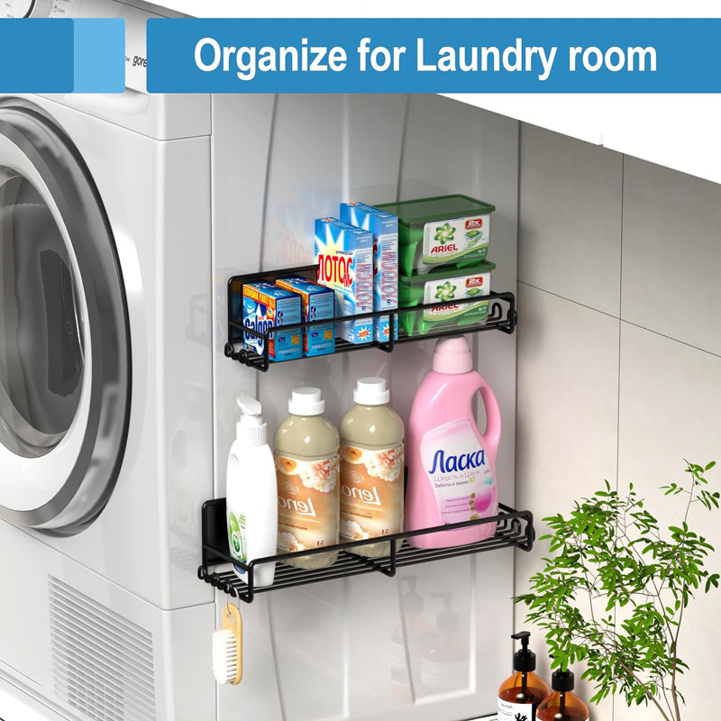 SOPEWOD Magnetic Spice Rack for Refrigerator Organizer with 20 Hooks, Magnetic Fridge Spice Shelf 4 Pack, Strong Magnet Seasoning Organizer Rack for Refrigerator Kitchen Classroom Storage