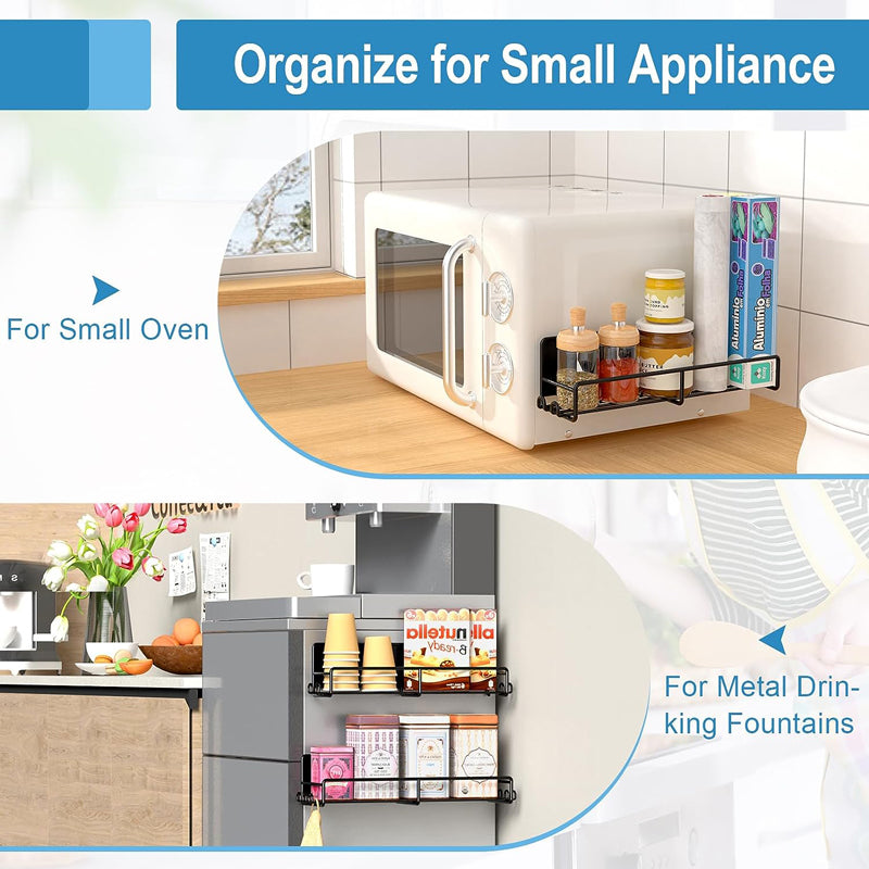 SOPEWOD Magnetic Spice Rack for Refrigerator Organizer with 20 Hooks, Magnetic Fridge Spice Shelf 4 Pack, Strong Magnet Seasoning Organizer Rack for Refrigerator Kitchen Classroom Storage