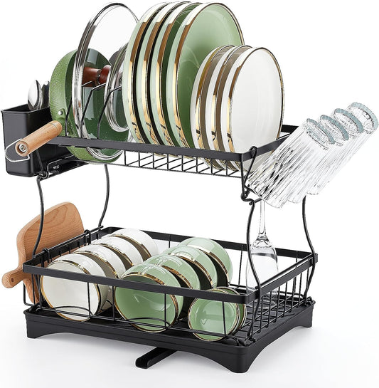 Custom kitchen cabinet dish drying rack over the sink 2 tier dish drying drainer rack