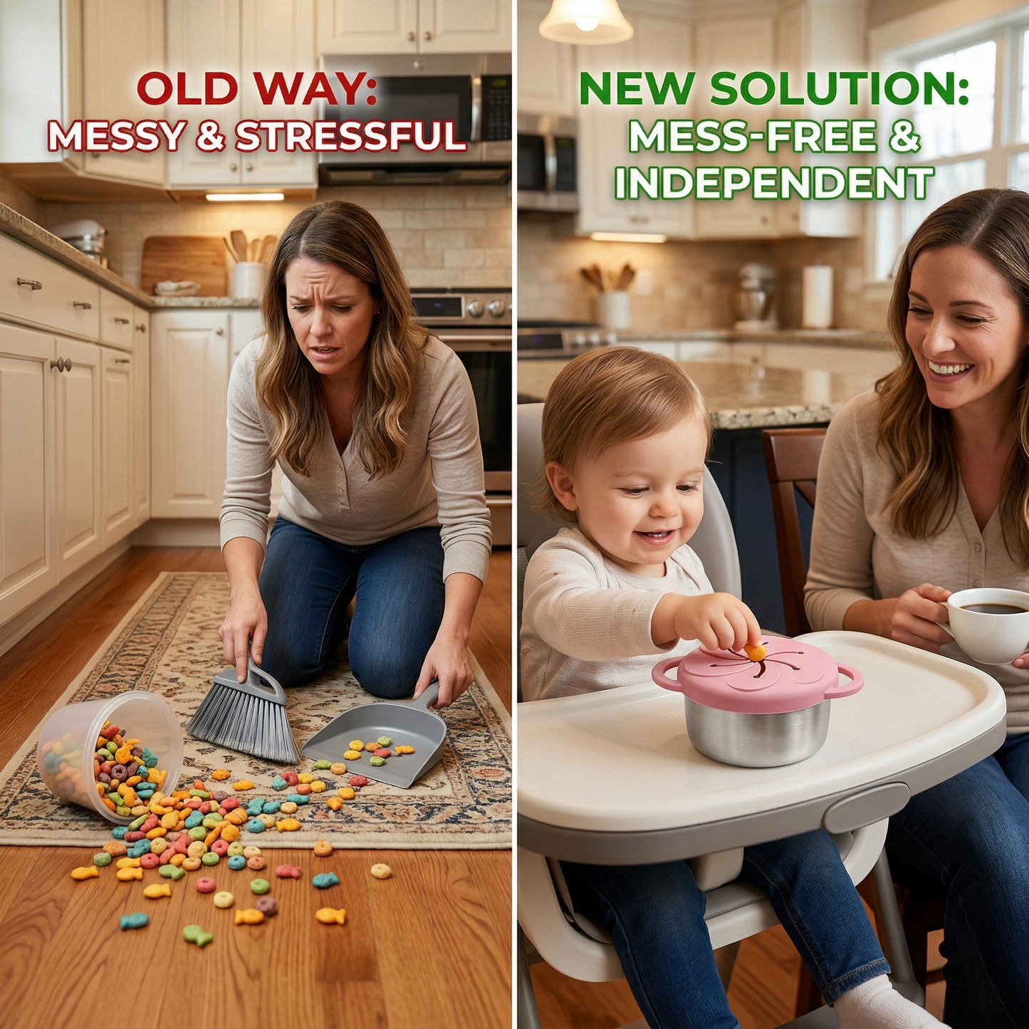 3-in-1 Baby Spill-Proof Snack Cup with Dual Handles, Easy to Grip, Perfect for On-the-Go