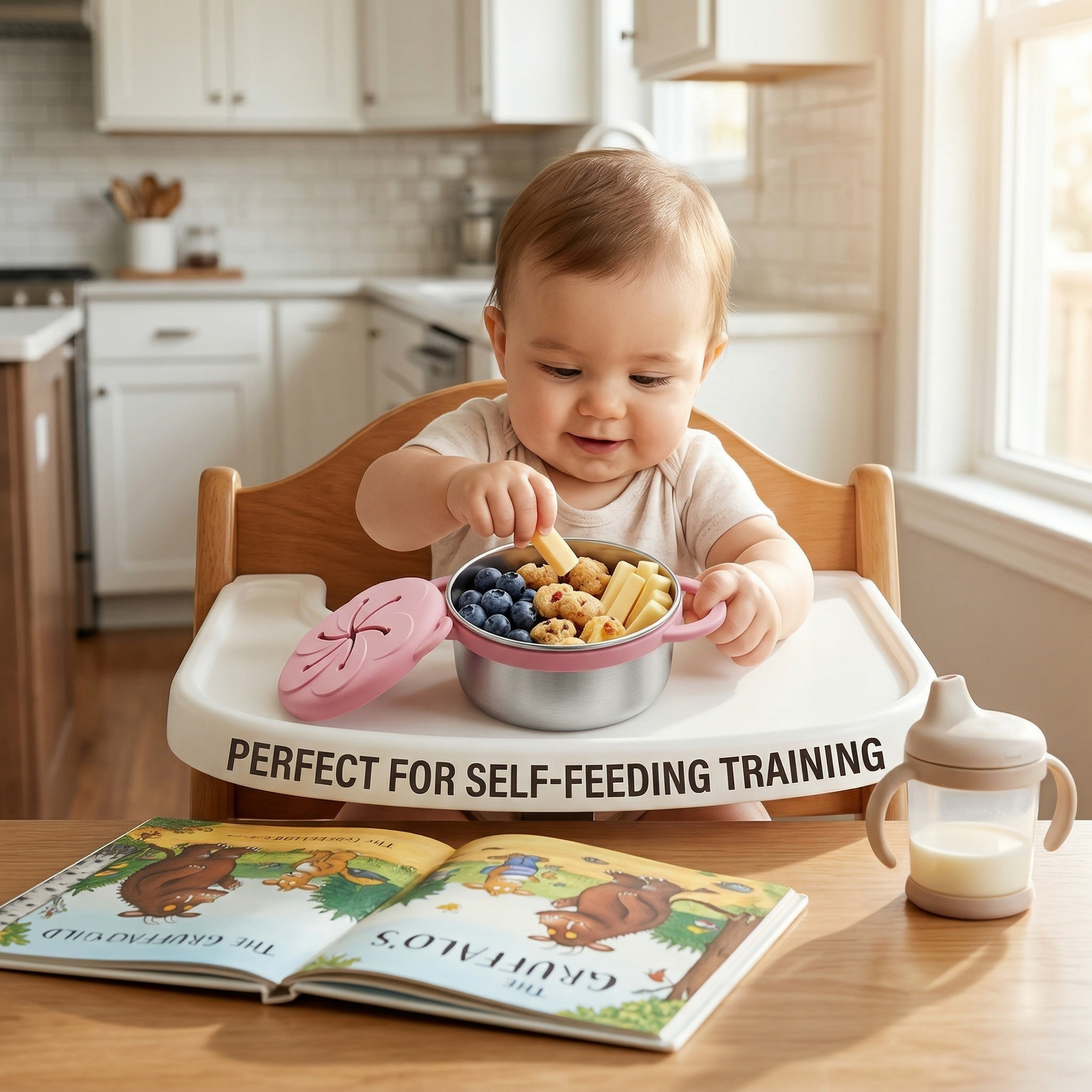 3-in-1 Baby Spill-Proof Snack Cup with Dual Handles, Easy to Grip, Perfect for On-the-Go