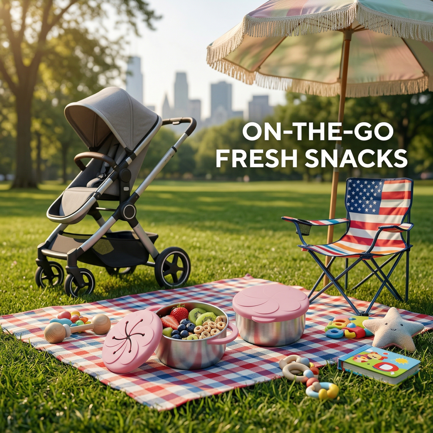 3-in-1 Baby Spill-Proof Snack Cup with Dual Handles, Easy to Grip, Perfect for On-the-Go