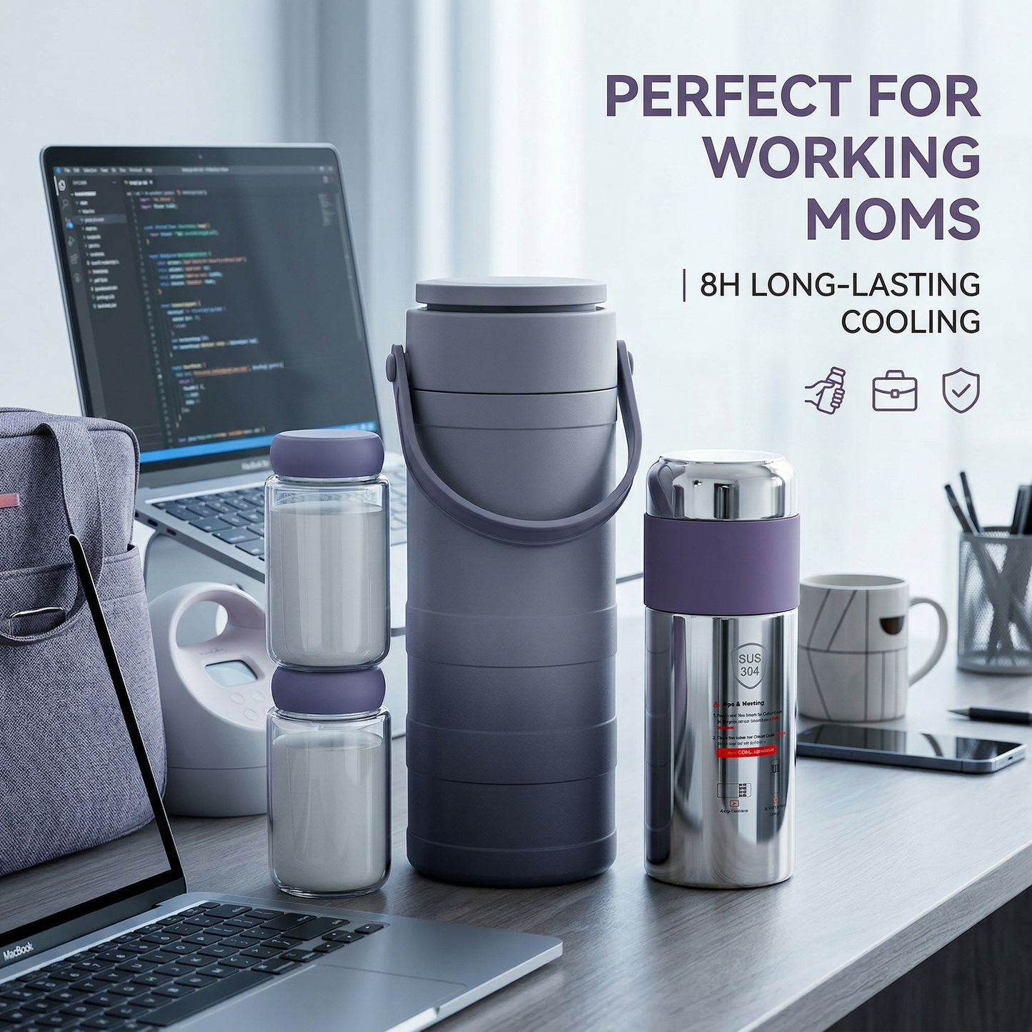 Upgraded 2nd-Gen Breast Milk Chilling Cup with Seamless Stainless Steel Inner Liner — No More Ice Crystal Sticks