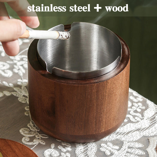 SOPEWOD Wooden Ashtray with Lid, Windproof, Cool Ashtrays for Indoor or Outdoor Use, Ash Holder for Smokers,Desktop Smoking Ash Tray for Home Office Decoration